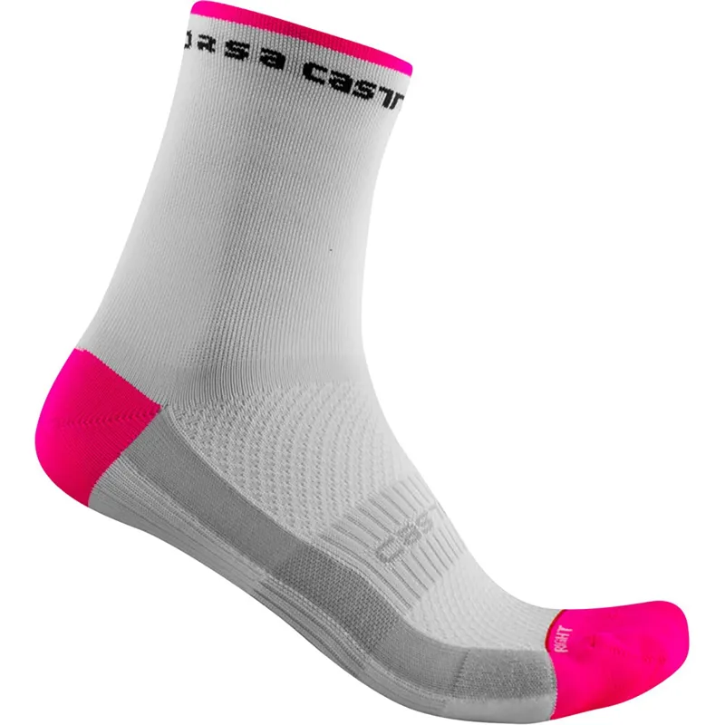Castelli Rosso Corsa Womens 11 Socks White Pink 