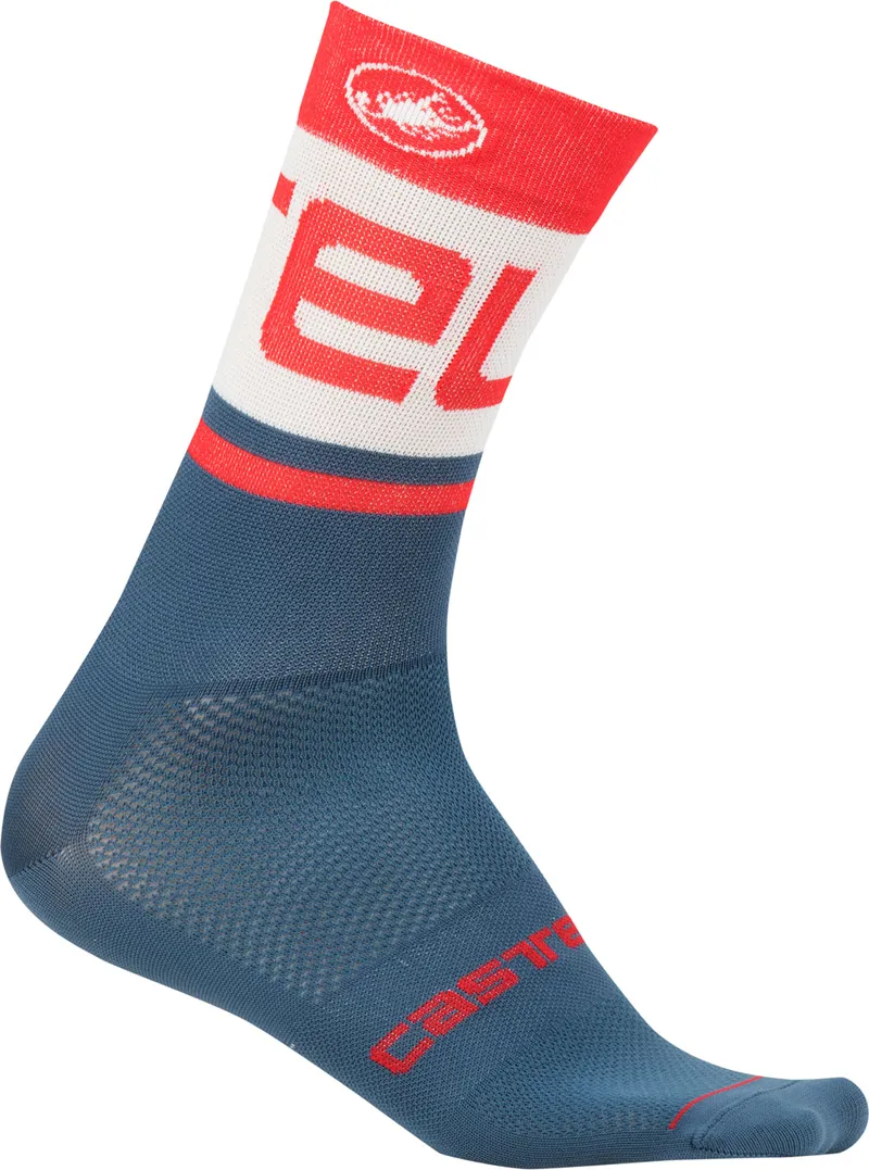 Castelli Free Kit 13 Sock Steel Blue/Red