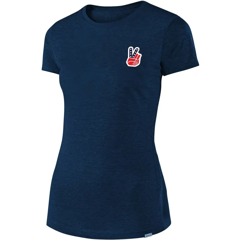 Troy Lee Designs Womens Peace and Wheelies Tee Heather Navy 