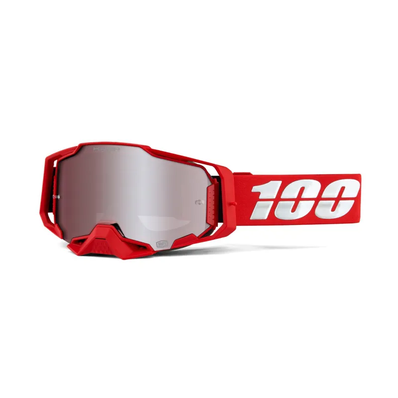 100 Percent Armega Goggle Red HiPER Silver Mirror Lens War Red
