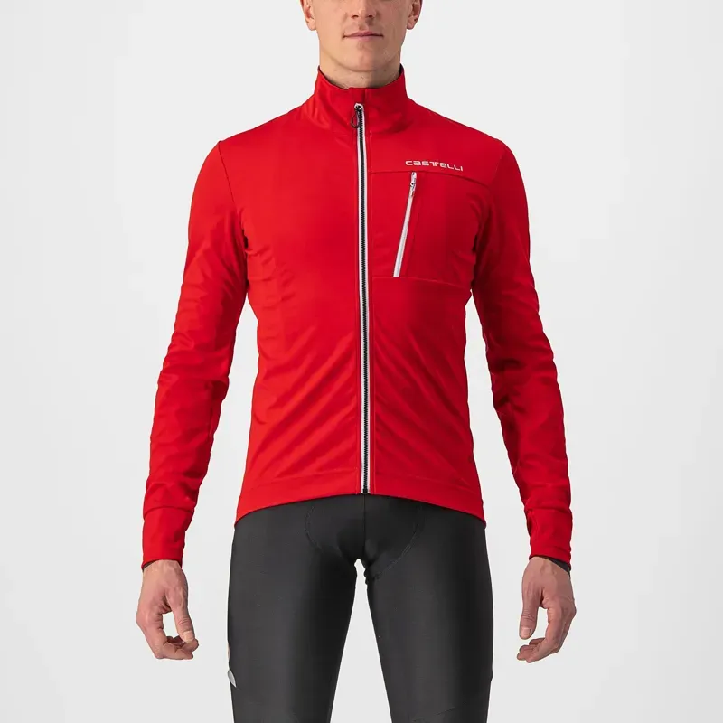 Castelli Go Mens Jacket in Red/Silver Grey