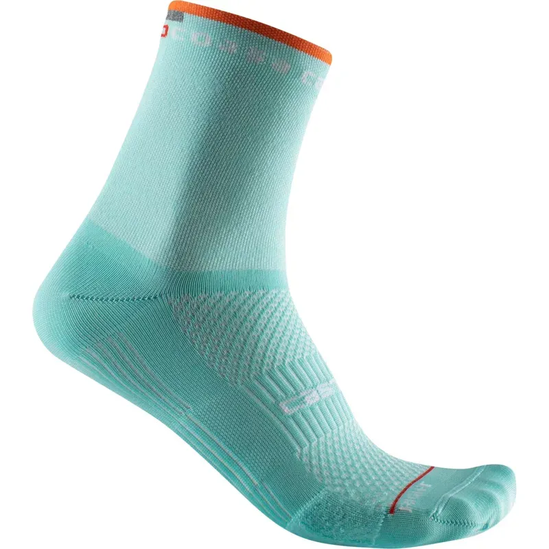 Castelli Rosso Corsa Women's 11 Socks in Sky/Orange Pop