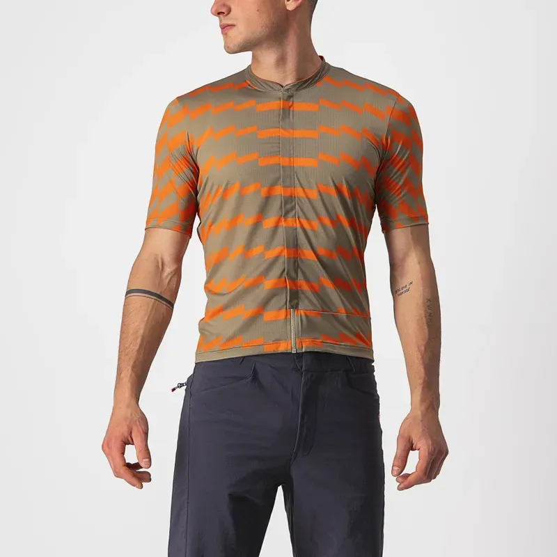 Castelli Unlimited Sterrato Jersey in Olive Green/Orange Rust