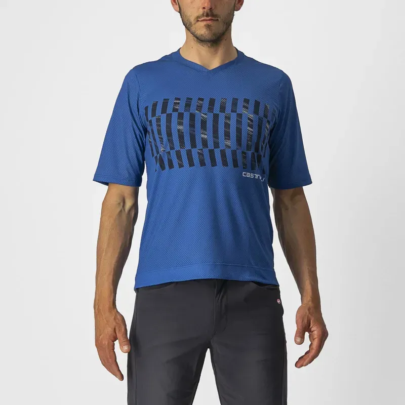 Castelli Trail Tech T-Shirt in Blue/Savile Blue/Silver