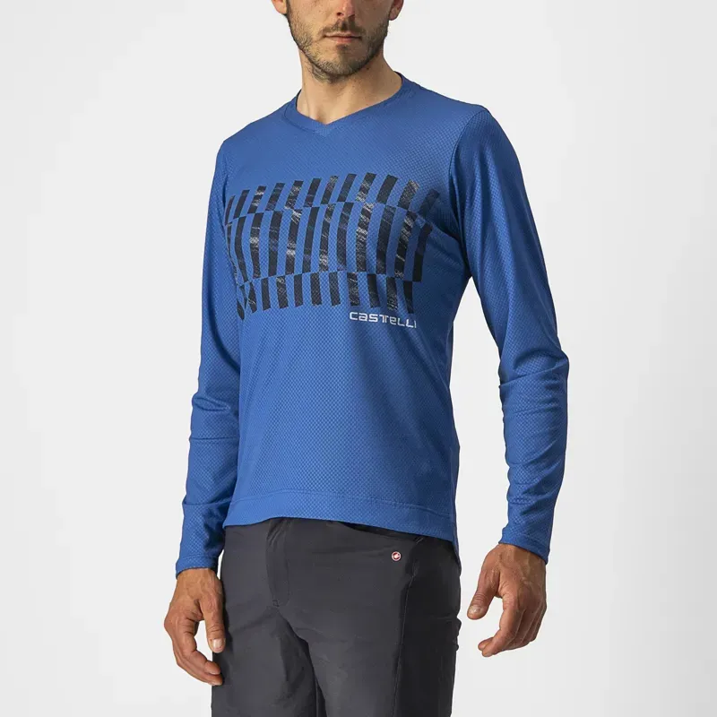 Castelli Trail Tech Longsleeve T-Shirt in Blue/Savile Blue/Silver