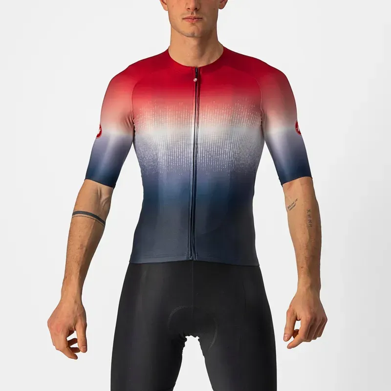 Castelli Aero Race 6.0 Jersey in Savile Blue/Pro Red