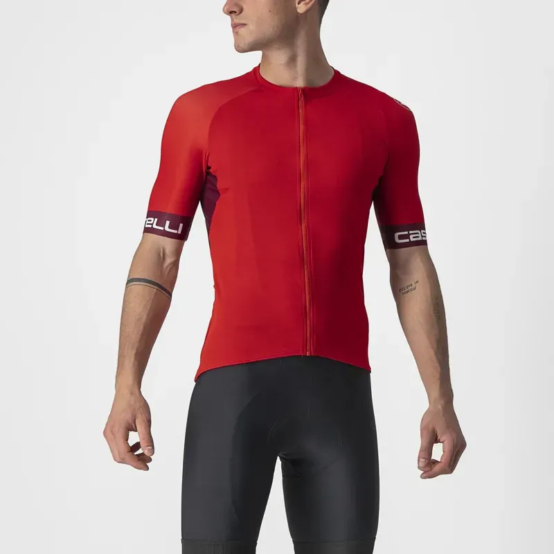 Castelli Entrata VI Jersey in Red/Bordeaux/Ivory