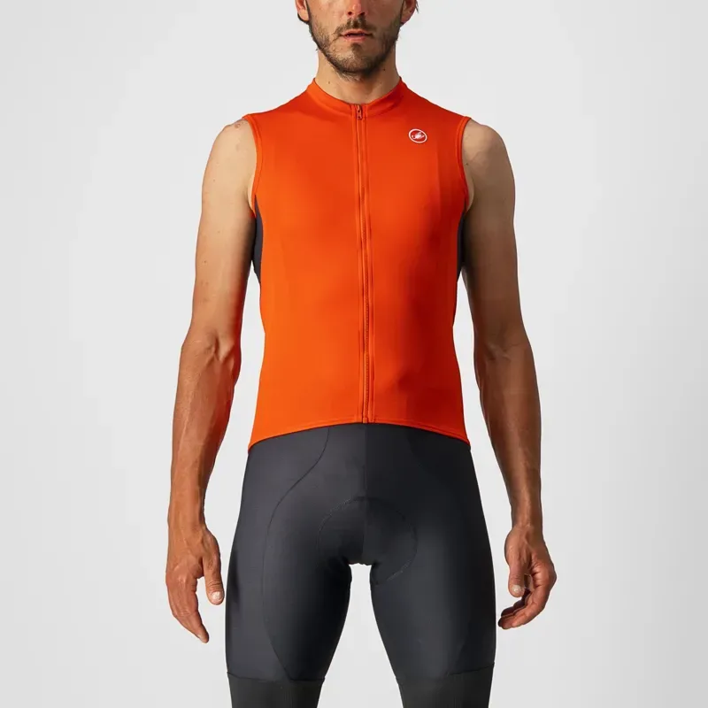 Castelli Entrata VI Sleeveless Jersey in Fiery Red/Grey/Ivory