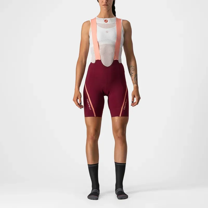Castelli Velocissima 3 Women's Bib Shorts in Bordeaux/Blush