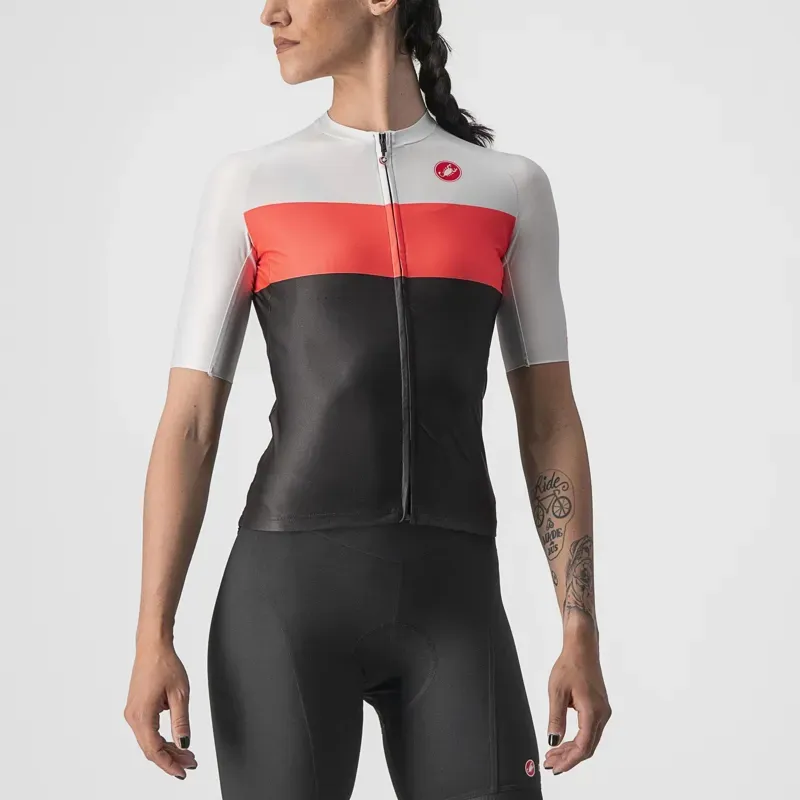 Castelli Aero Pro Women's Jersey in Black/Brilliant Pink/Silver Grey