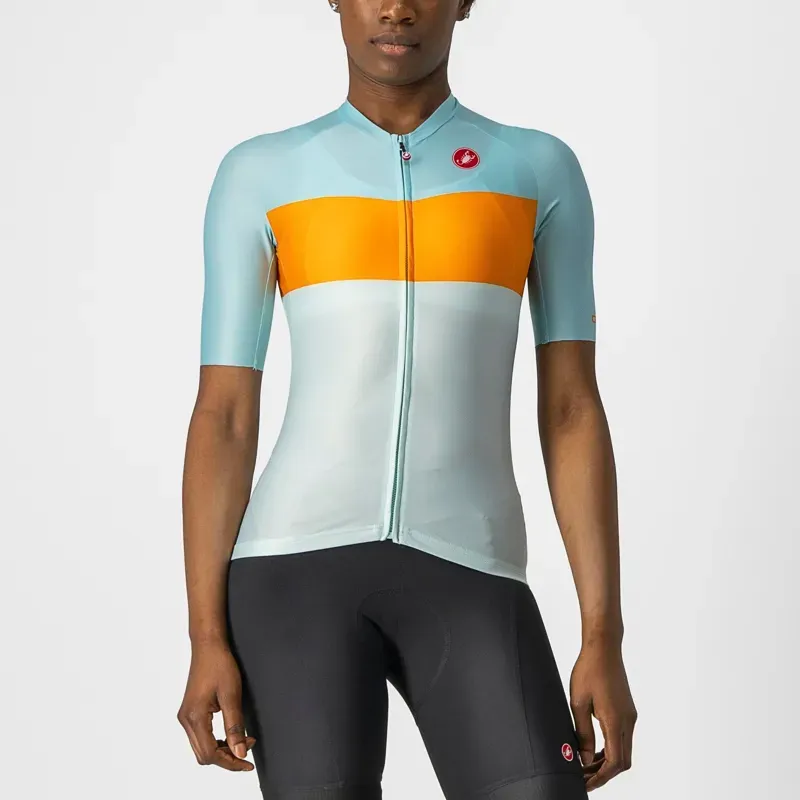 Castelli Aero Pro Women's Jersey in Acqua/Pop Orange/Sky
