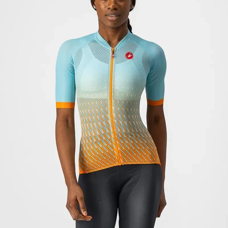 Castelli Climber's 2.0 Women's Jersey in Sky/Acqua/Pop Orange
