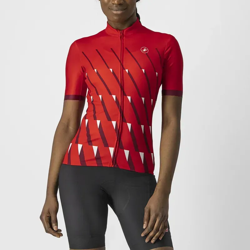 Castelli Pendio Women's Jersey in Red/Bordeaux/White
