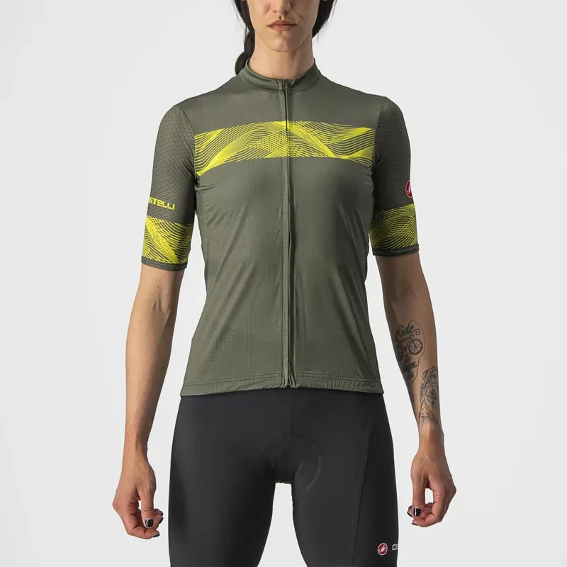 Castelli Fenice Women's Jersey in Military Green/Sulphur