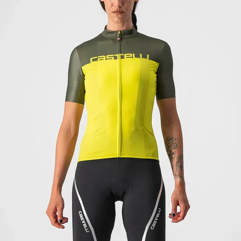 Castelli Velocissima Women's Jersey in Sulphur/Military Green