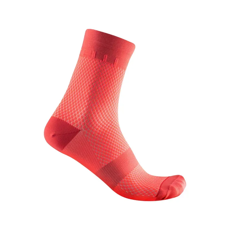 Castelli Velocissima 12 Women's Socks in Brilliant Pink/Coral Flash