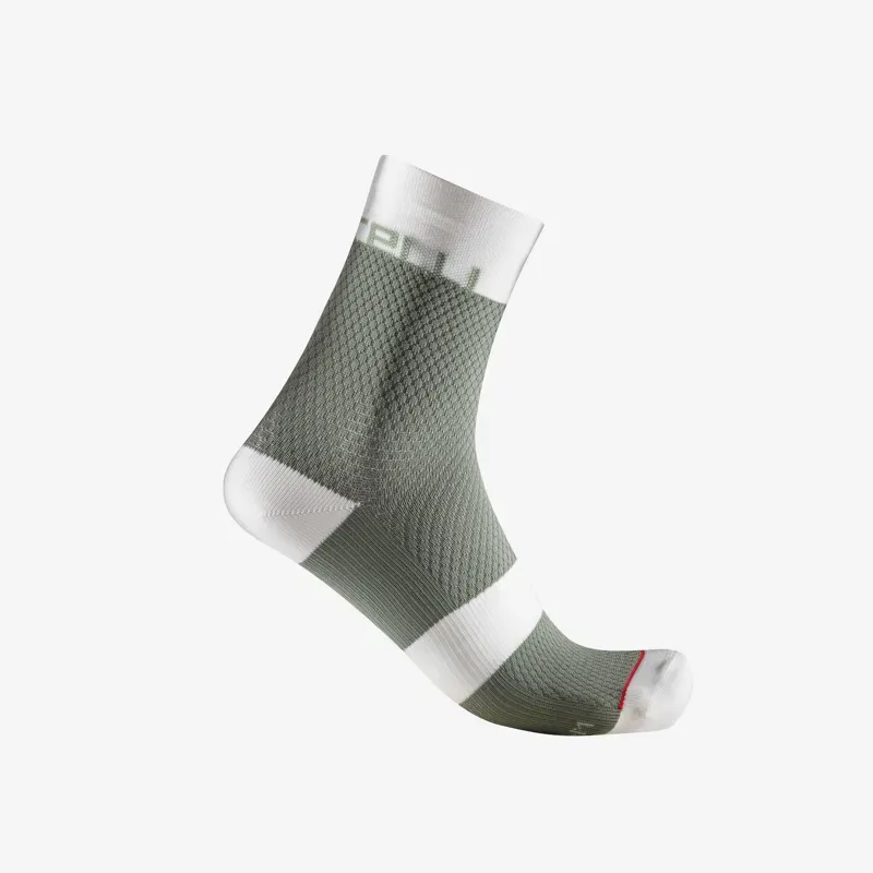 Castelli Velocissima 12 Women's Socks in Green/Ivory