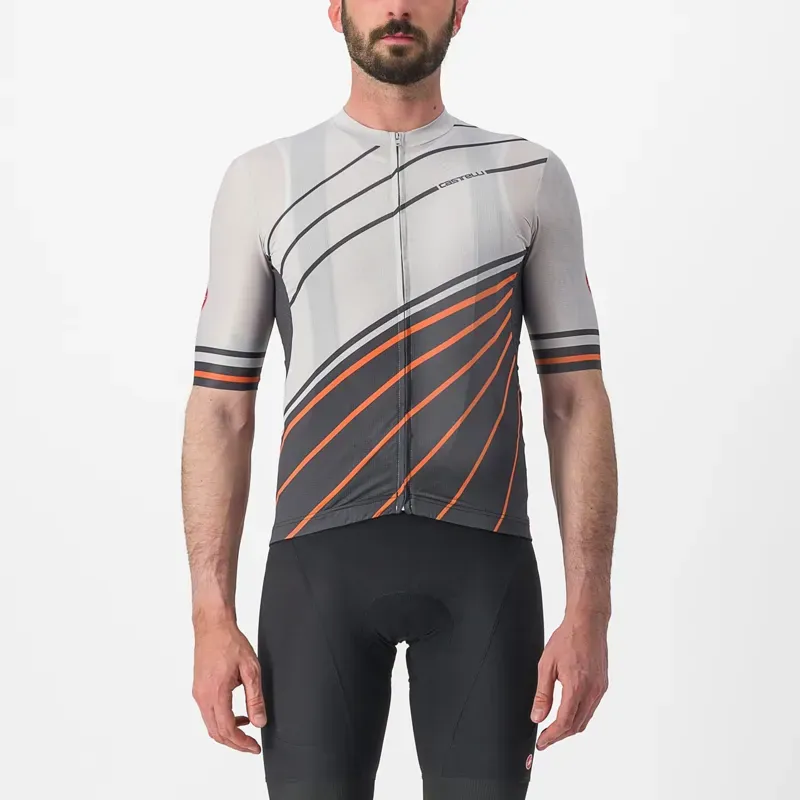 Castelli Speed Strada Jersey - Past Season In Moon Grey/Grey/Scarlet Ibis