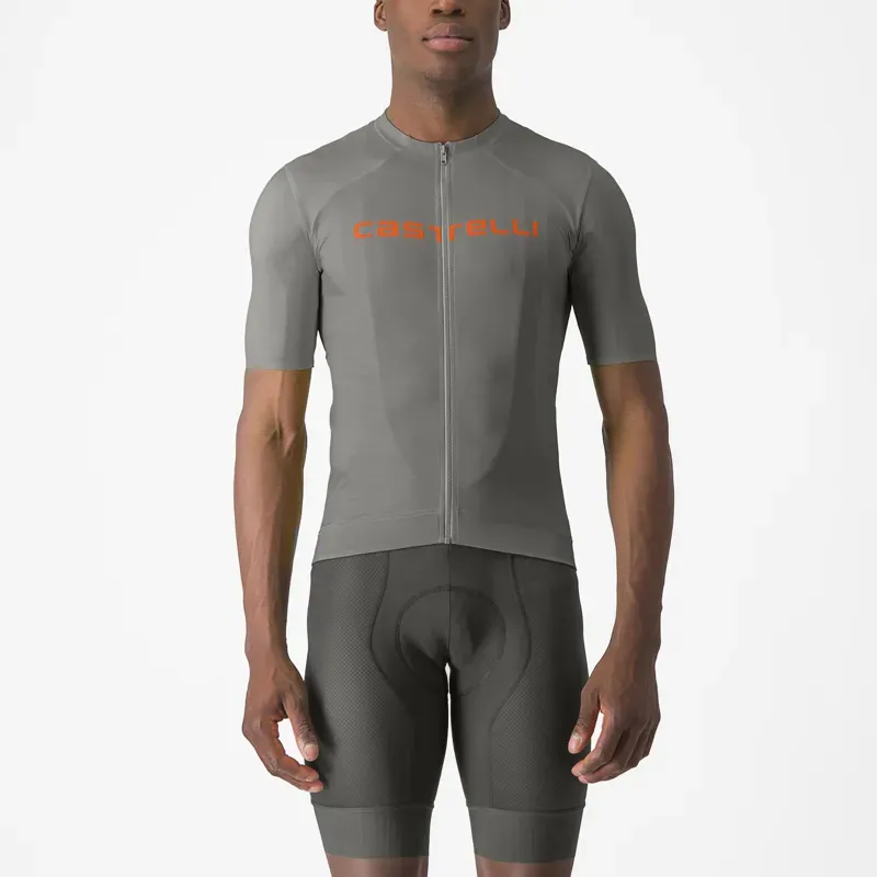 Castelli Prologo Lite Jersey In Gunal Grey/Brilliant Orange