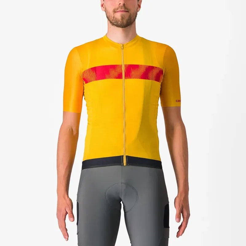 Castelli Unlimited Endurance Jersey In Goldenrod/Rich Red