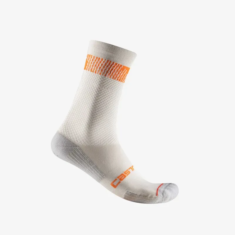Castelli Unlimited 18 Socks In Silver Moon/Orange Dust