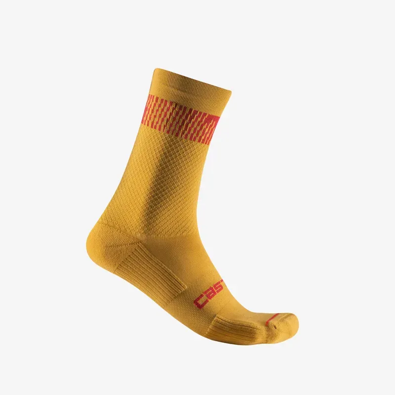 Castelli Unlimited 18 Socks In GoldenRod/Rich Red 