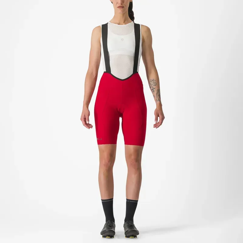 Castelli Espresso Women's DT Bib Shorts In Rich Red