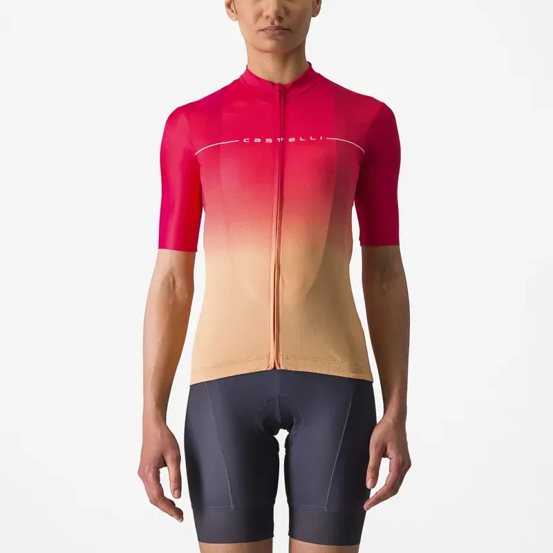 Castelli Salita Women's Jersey In Hibiscus/Soft Orange/White