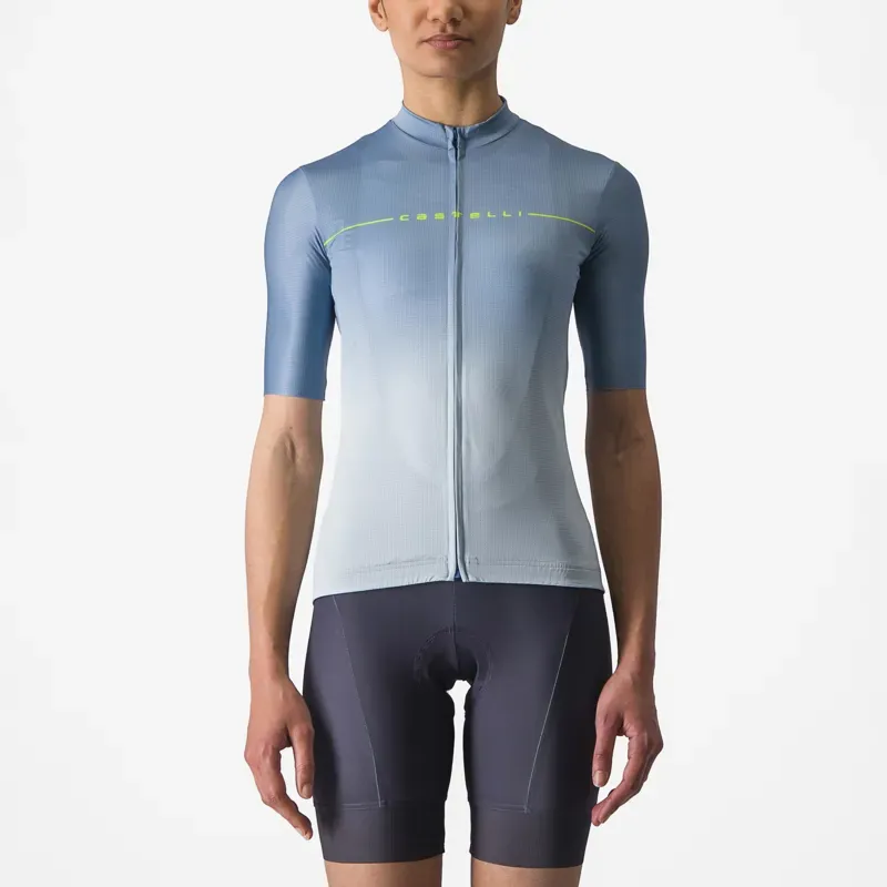 Castelli Salita Women's Jersey In Steel Blue/Winter Sky/Electric Lime