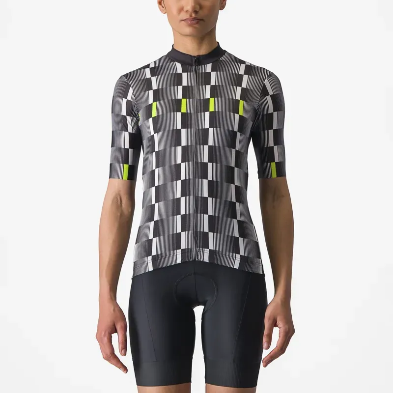 Castelli Dimensione Women's Jersey In Black/White/Electric Lime