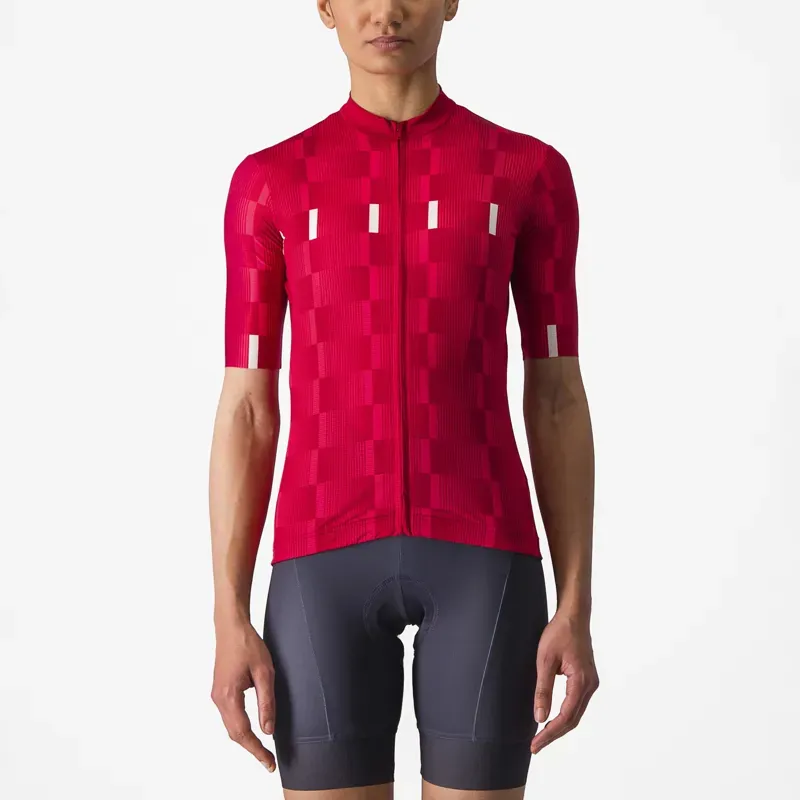 Castelli Dimensione Women's Jersey In Rich Red/Hibiscus/White