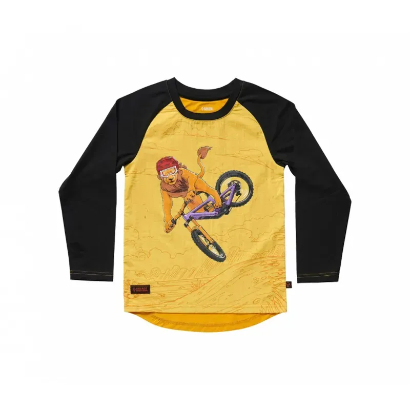 Kids Ride Shotgun Lion Windproof Kids Jersey in Yellow