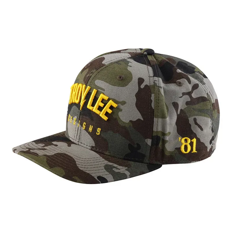 Troy Lee Designs Curved Bill Snapback Cap in Bolt - Forest Camo