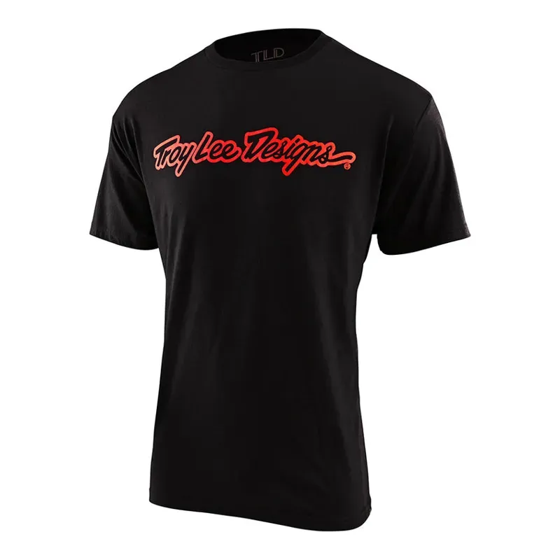 Troy Lee Designs Signature T-Shirt in Signature - Black/Glo Red