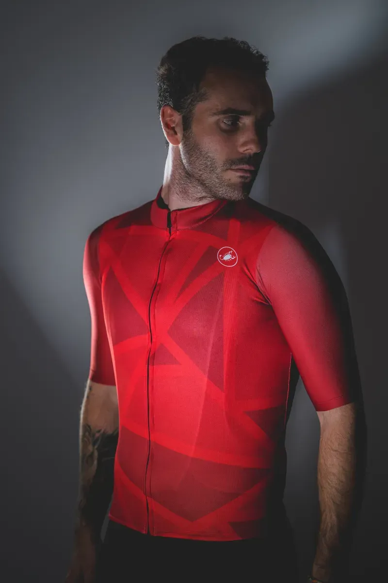 Castelli World Champs Squadra Mens Pattern/Print Jersey in Red