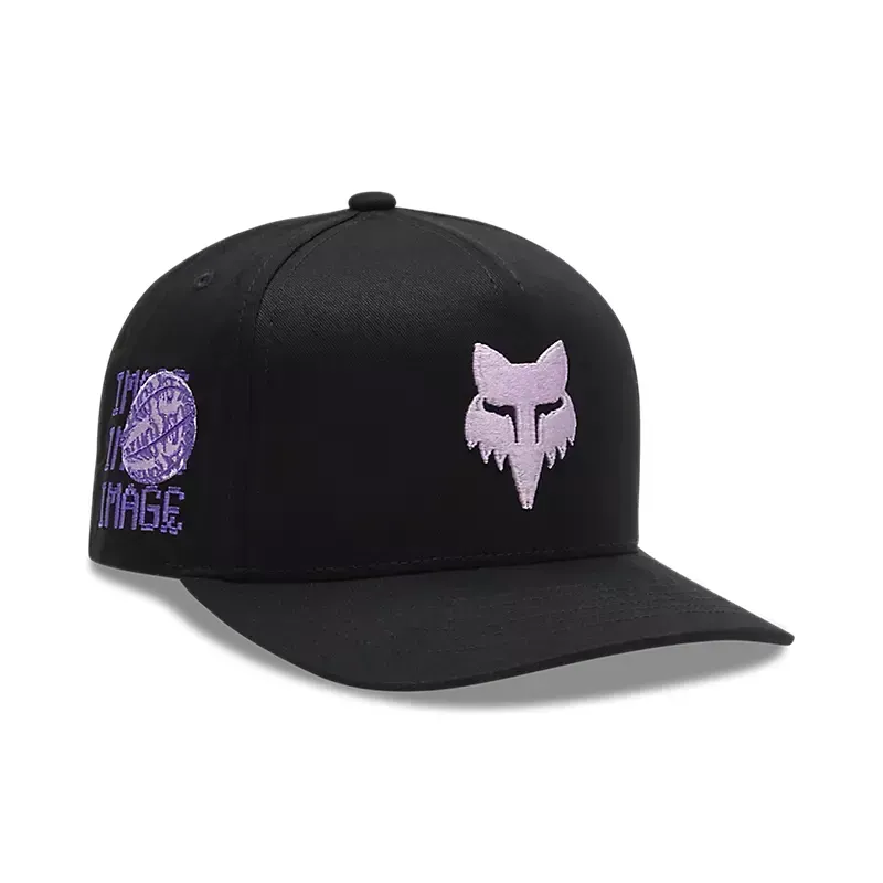 Fox Image Phantom Snapback Hat in Black