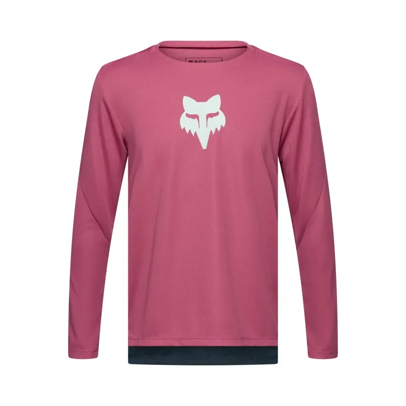 Fox Youth Ranger Fox Head Long Sleeve Jersey in Berry