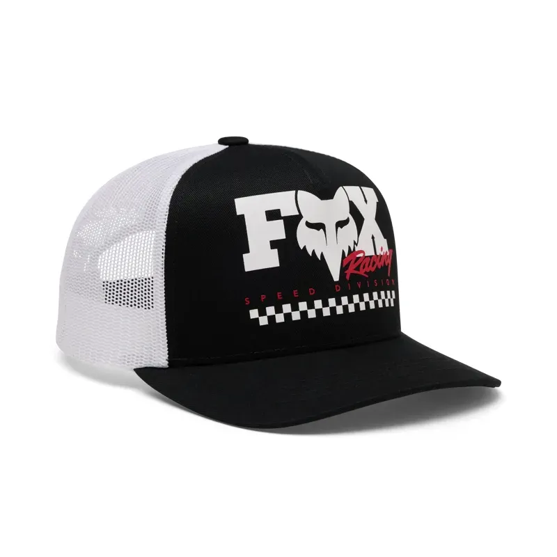 Fox Youth Checker Mesh Trucker Hat in Black