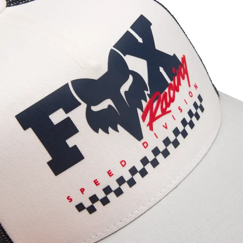 Fox Youth Checker Mesh Trucker Hat in White-2