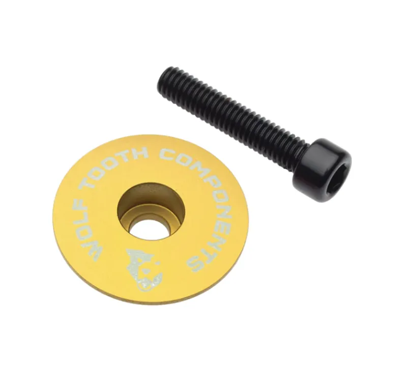 Wolf Tooth Ultralight Stem Cap and Bolt in Gold