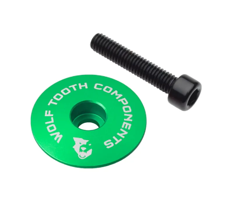 Wolf Tooth Ultralight Stem Cap and Bolt in Green