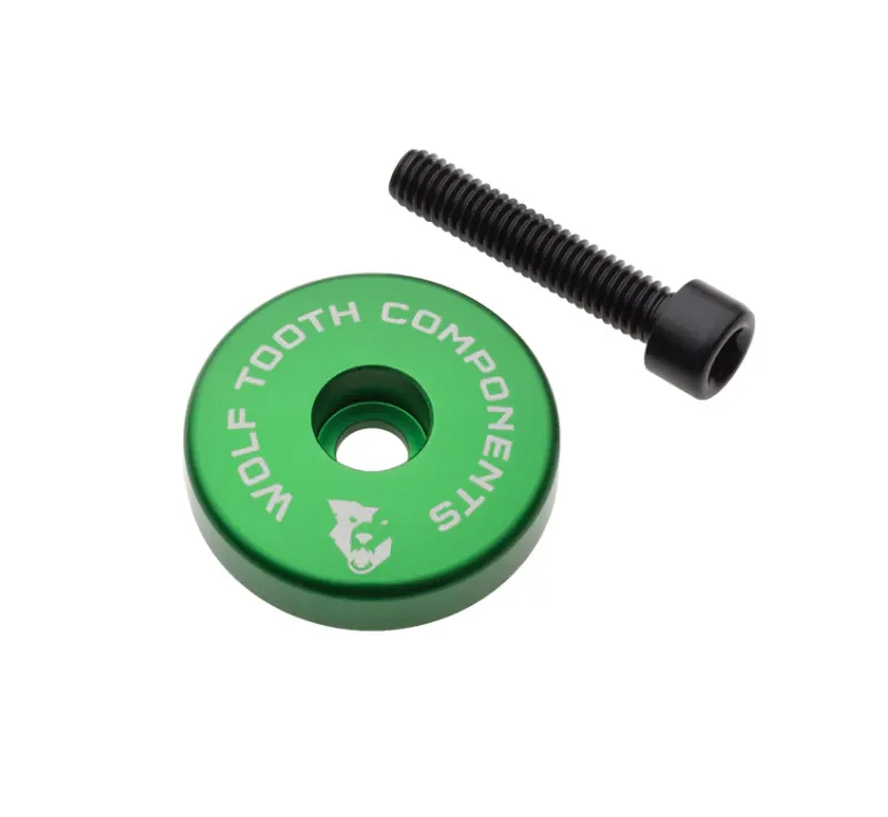 Wolf Tooth Ultralight Stem Cap with 5mm Integrated Spacer in Green