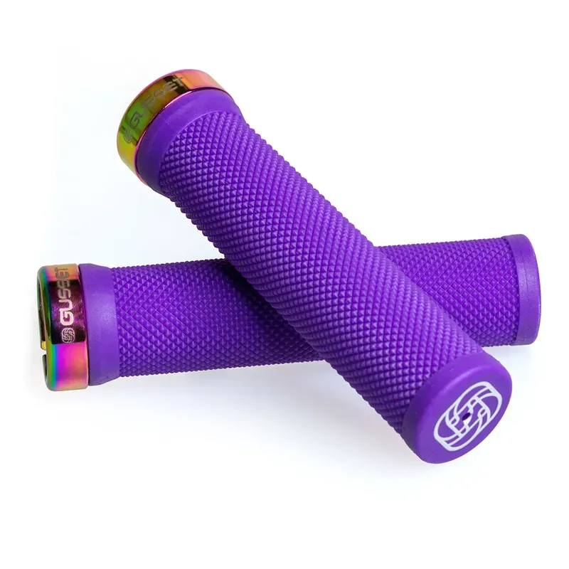 Gusset Single File Lock On Grips Blue 133mm-1