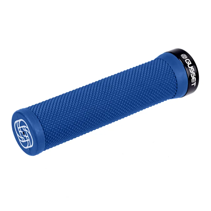 Gusset Single File Lock On Grips Blue 133mm