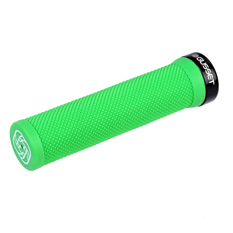 Gusset Single File Lock On Grips Green 133mm