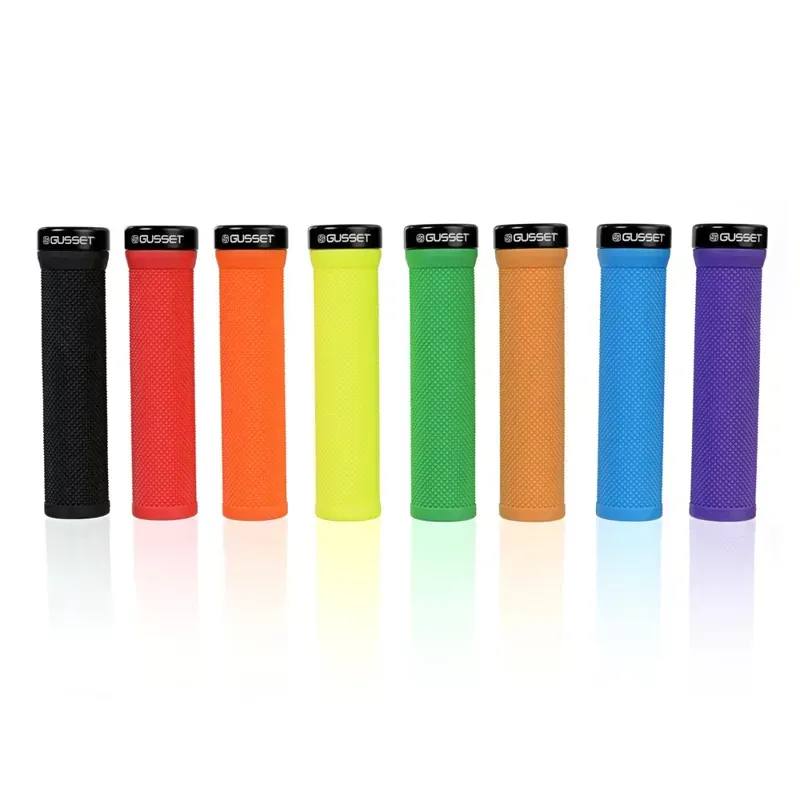 Gusset Single File Lock On Grips Blue 133mm-2