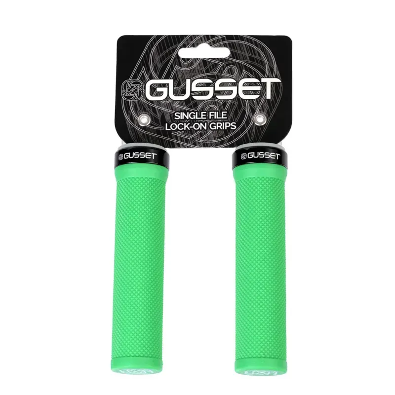 Gusset Single File Lock On Grips Blue 133mm-3