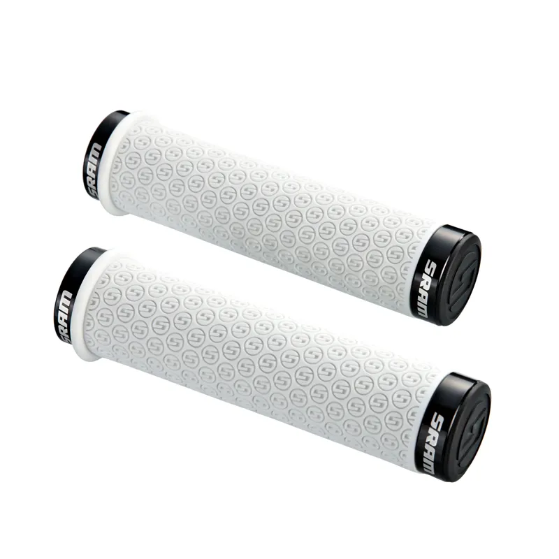 Sram DH Silicone Locking Grips w/ Double Clamps and End Plugs in White