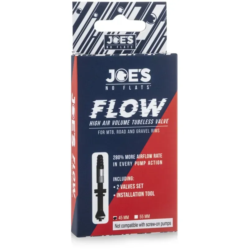 Joe's No Flats Flow High Air Volume 45mm Tubeless Valve in Black-1