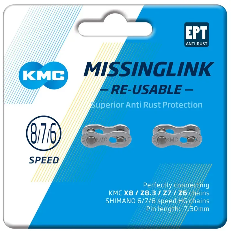 KMC 7-8speed EPT Missing Link Reusable 7.3mm (x40) Silver